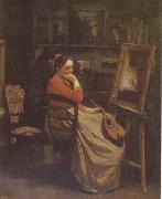 Jean Baptiste Camille  Corot The Studio (mk09) Sweden oil painting artist